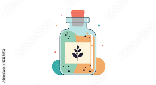 Stylized apothecary bottle with herbal ingredients, perfect for health and wellness branding