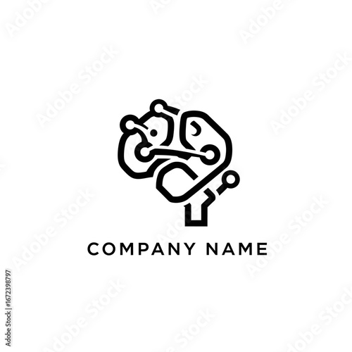 AI Brain Circuit Logo - Artificial Intelligence and Technology Concept.