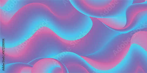 Vibrant abstract fluid background with swirling pink and blue waves, smooth gradient
