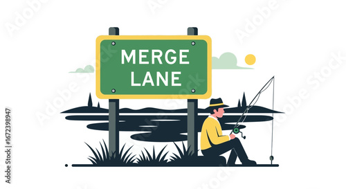 A Fisherman In The Merge Lane Is Aiming For A Relaxing Day Off By The Stream