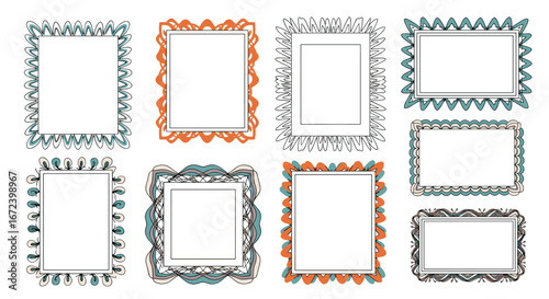 Decorative frames with various abstract designs perfect for invitations, cards, and announcements