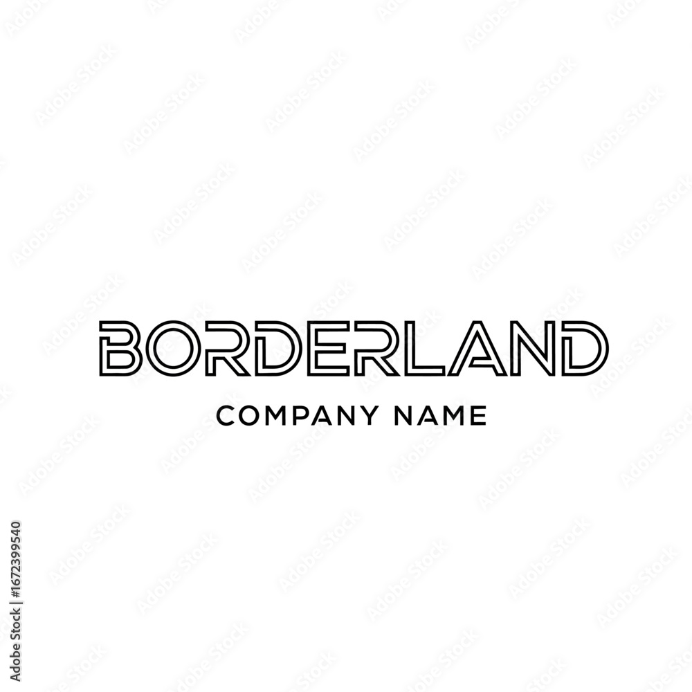 Fototapeta premium Borderland company name logo design with modern outlined text.