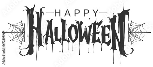 Happy Halloween melting text lettering. Vector eps