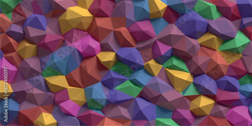Abstract geometric background with a colorful lowpoly pattern of interconnected facets in vibrant shades