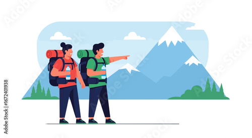 Adventurous Hikers Explore Majestic Mountains During A Scenic Mountain Expedition