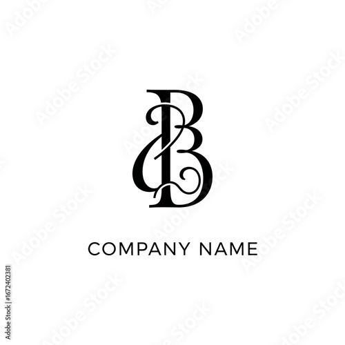 Elegant Monogram Logo Design Featuring Intertwined Letters BB and Company Name Placeholder.