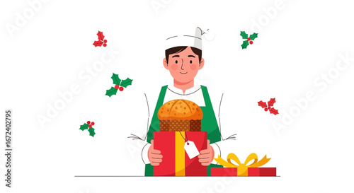 Affectionate Pastry Chef Presents Festive Gift Box For Holiday Season Celebration Of Cheer