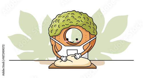 Animated Artisan Baking Bread Depicted In A Whimsical And Delightful Illustration