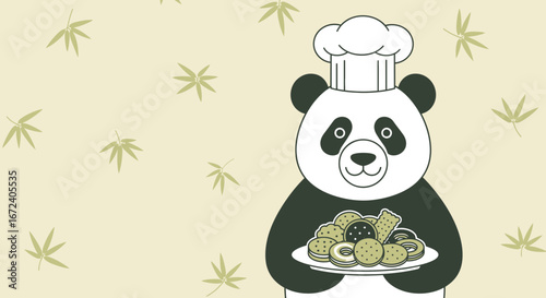 Adorable Panda Chef Presenting Delicious Cookies and Biscuits for a Sweet Delight