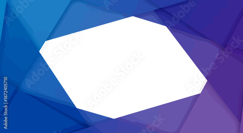 Abstract Geometric Background Vibrant Blue and Purple Low Poly Design with Central White Hexagon