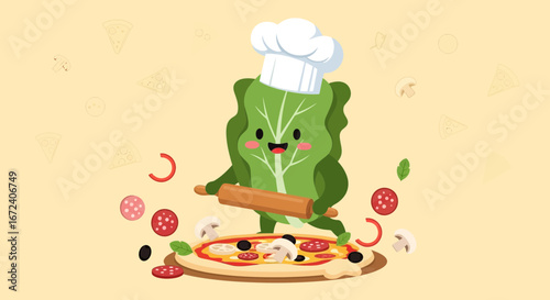 Animated Chef Lettuce Delivers Freshly Baked Pizza For A Culinary Celebration
