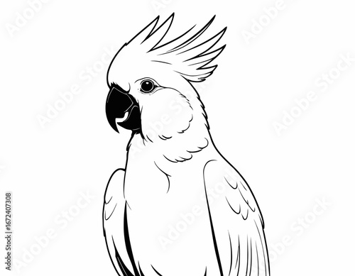 Cockatoo bird Silhouette digital Art, Intricate Powerful and Ready for Print or Web, Sharp Details. Strong Identity. Timeless Design