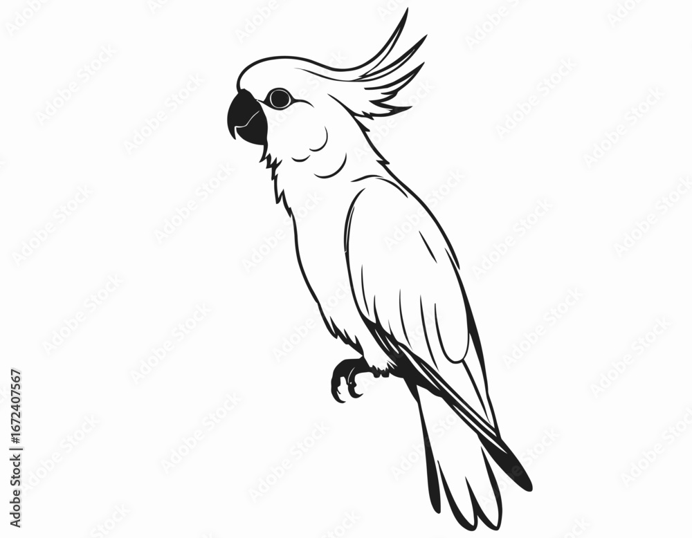Fototapeta premium Cockatoo bird Silhouette digital Art, Intricate Powerful and Ready for Print or Web, Sharp Details. Strong Identity. Timeless Design