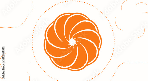 Abstract Citrus Slice Design Illustrating Freshness and Circular Composition For Modern Artwork