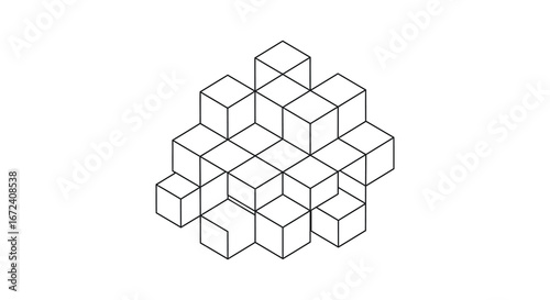 A cluster of connected cubes in a hexagonal pattern