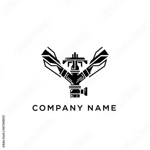 Modern Irrigation Sprinkler Logo for Agriculture and Landscaping.