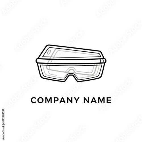 Protective safety goggles line art illustration for industrial and laboratory use.