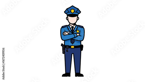 Guardian in Uniform: A solitary figure stands in resolute authority, a portrait of a law enforcement officer embodying a sense of justice and commitment. A symbol of civic protection.