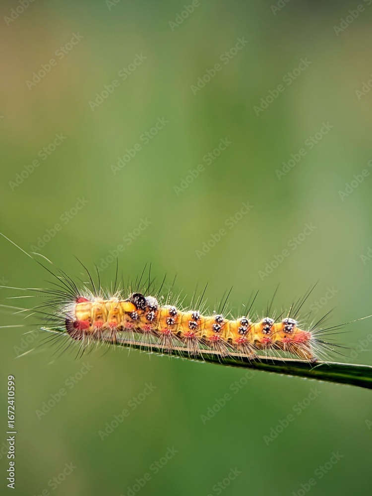 Fototapeta premium Pest or Magical Creature: Why Do Hairy Caterpillars (Orgyia thyellina) Have Sharp Hairs?