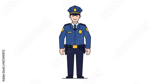Officer in Uniform: A stoic illustration of a uniformed officer, symbolizing authority, duty, and community safety, showcasing the essence of law enforcement and public service.