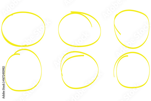 Set of doodle hand draw highlight, arrows, text underline strokes and marks. Brush doodle shape for message and notes. Collection of sketch elements of circles, ellipses. Hand drawn circle highlighter