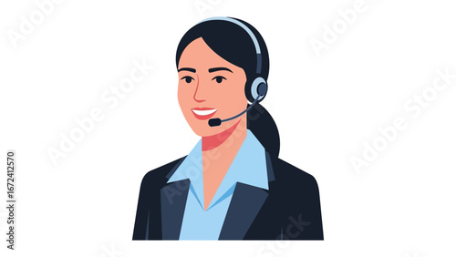 Customer Service Representative: A dedicated female customer service representative is depicted, poised to offer assistance through her headset, exuding professionalism and approachability.