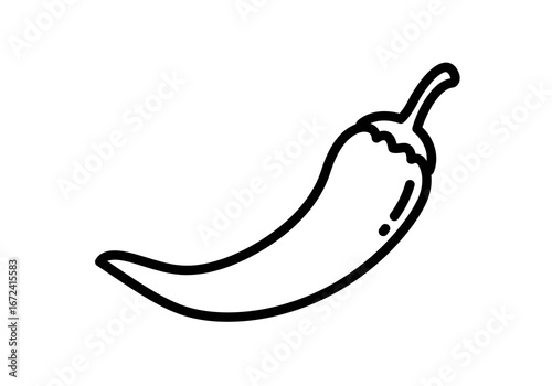 Line Art Illustration of a Spicy Chili Pepper.