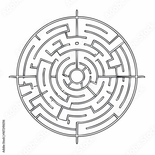 Labyrinthe circulaire, embranchement, jeu, symbole 