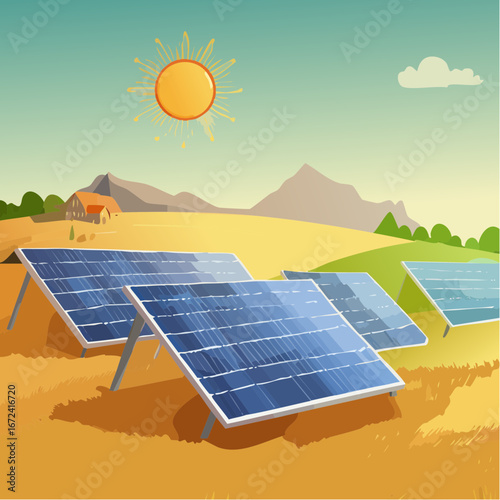 Panneaux solaires, extérieur, nature, soleil