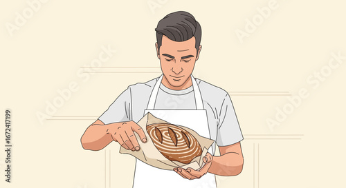 Artisan Baker Reveals Freshly Baked Loaf of Bread, A Culinary Delight and Profession