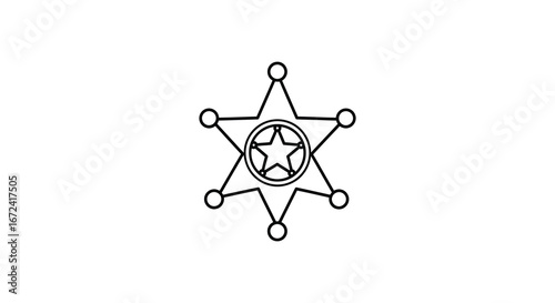 A black and white line drawing of a sheriff s badge