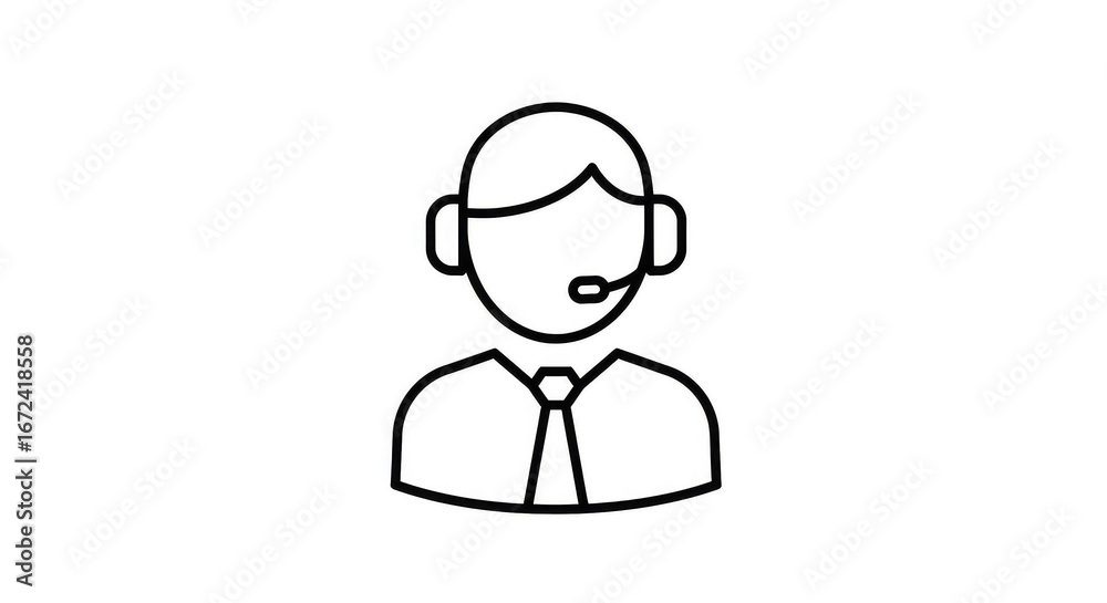 Line art icon of a customer service representative. Line art icon of a customer service representative.