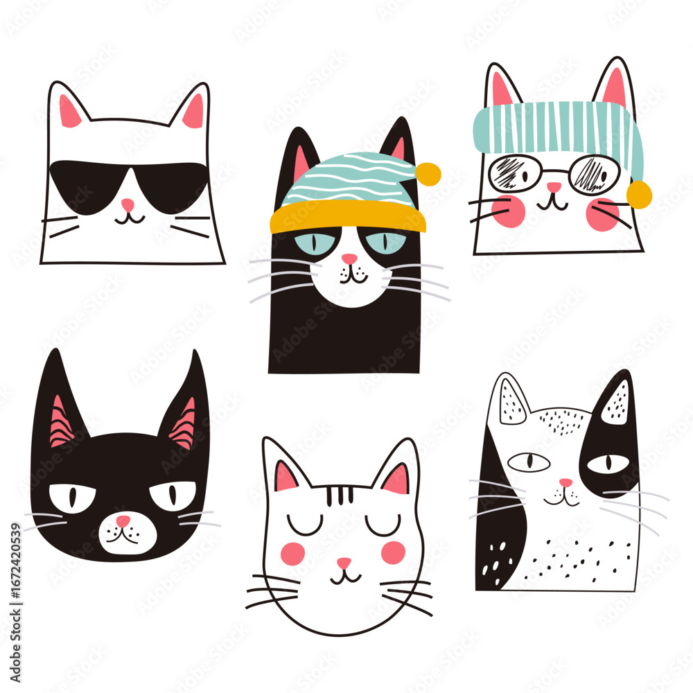 Obraz premium set of funny cats
