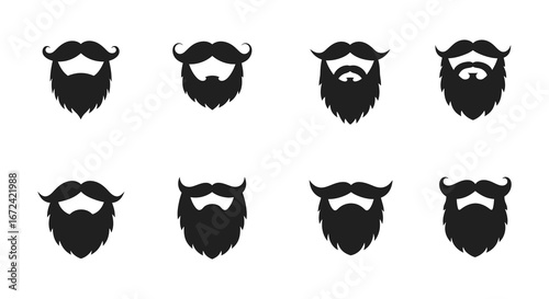 A set of black silhouettes of bearded men with various facial hair styles