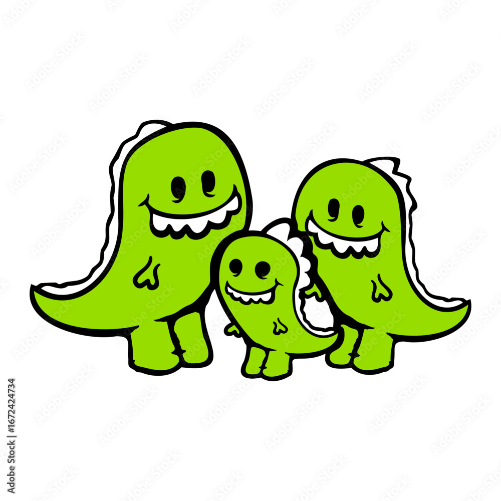 Obraz premium 3 Funny Family Dino Mother Father Child Mom Dad