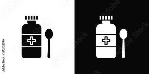 Syrup medicine bottle icon vector Graphic Designs. Suitable for use on web apps,