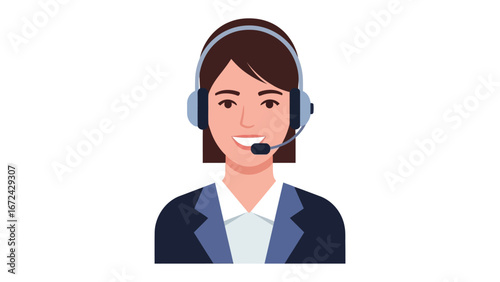 Efficient Customer Support: A dedicated customer service representative, equipped with a headset, is ready to assist with a friendly smile.