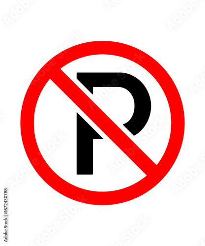 No Parking Symbol A Clear Visual Reminder Against Illegal Parking A Simple Red Circle with a Black Letter P