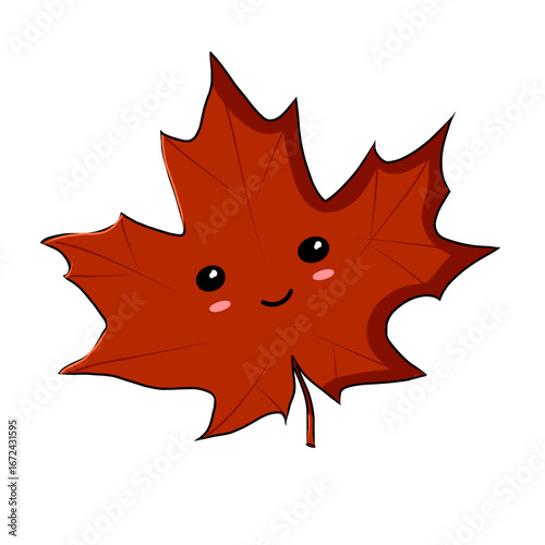 cute red maple leaf with transparent background