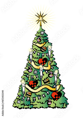Beautiful and nicely decorated Christmas tree