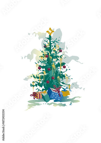 Beautiful and nicely decorated Christmas tree