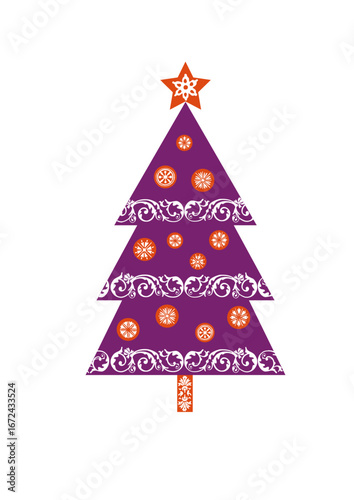 Decorated Graphic Christmas tree in alternative colors