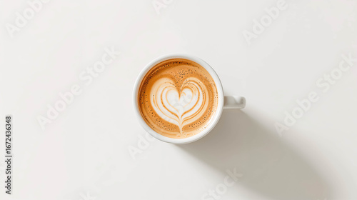 Heart-shaped latte art in coffee cup