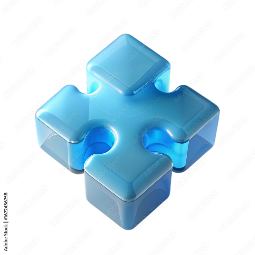 Fototapeta premium Glossy Blue 3D Connection Element Design