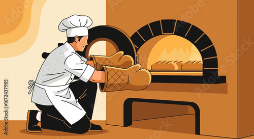 Baker's Delight: Artisan Bread Baking Inside a Traditional Brick Oven Kitchen
