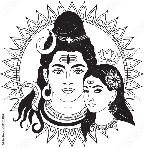 Hindu deities shiva and parvati artistic representation