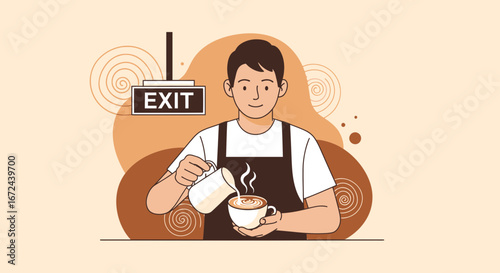 Barista Artistry: Coffee Pouring and Brewing, a Warm Concept and Artistic Composition design