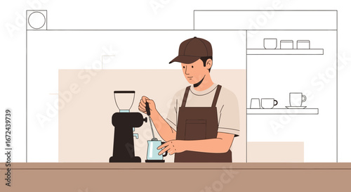 Barista At Work: Crafting And Pouring Coffee With Precision And Skill