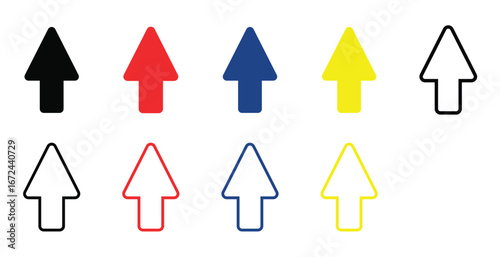 Free Download Colorful Arrow Set Pointing Up in Solid and Outline on transparent background - GFXLoad