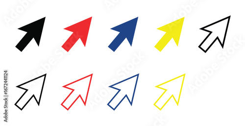 Set of Colorful Arrow Cursors Pointing Up Right on Transparent Background Free Download Set of Colorful Arrow Cursors Pointing Up Right on Transparent Background - GFXLoad